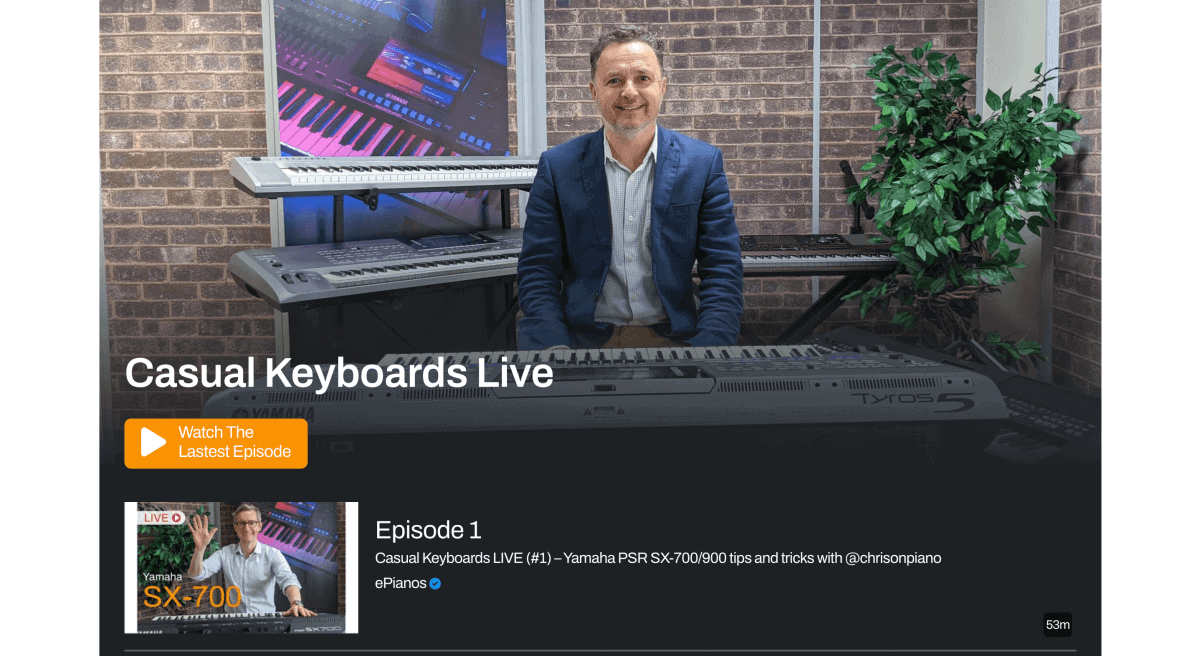 David during our live keyboard demonstration series called Casual Keyboards that featured Yamaha Tyros, Genos, PSR-SX series and some KORG keyboards