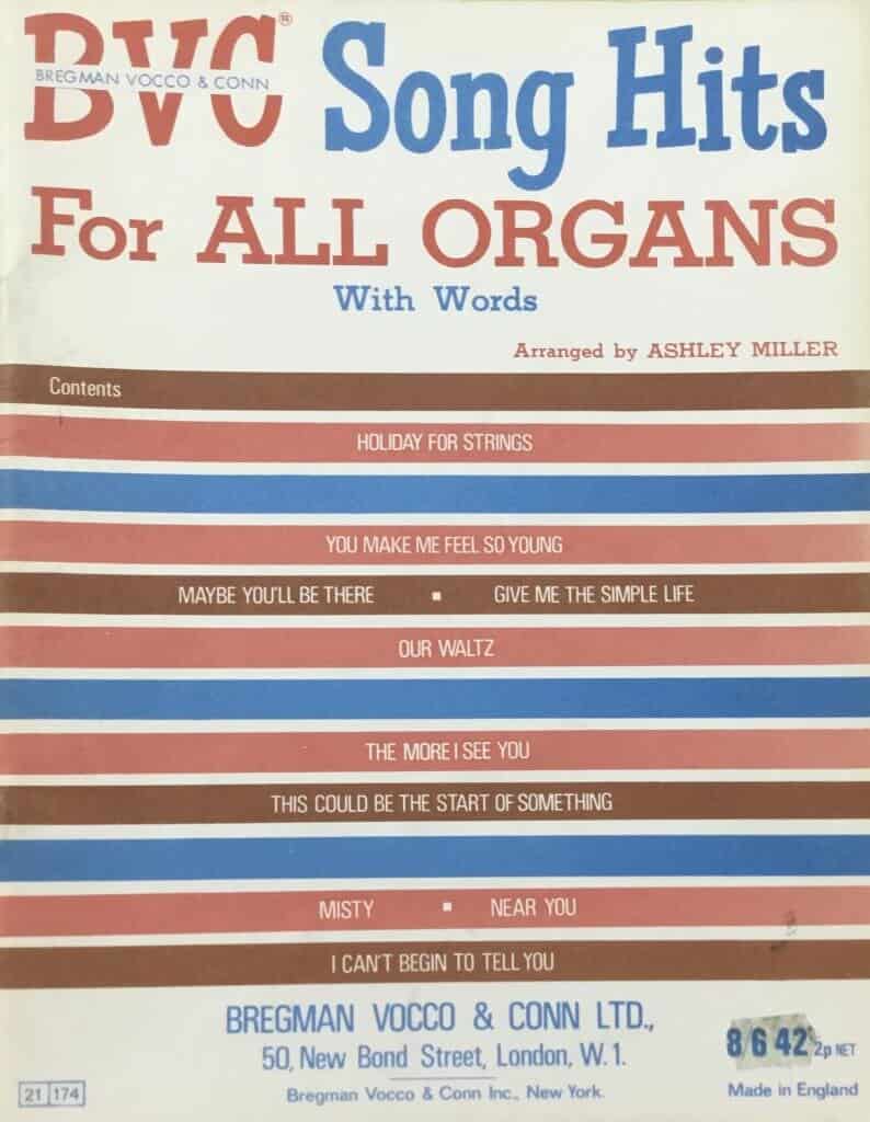 BVC Song Hits For All Organs Book