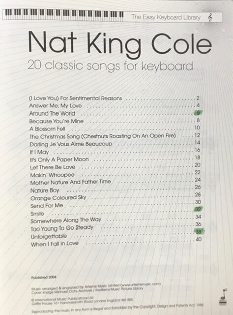 The Easy Keyboard Library Nat King Cole