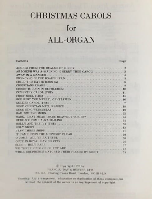 Christmas Carols for All Organ
