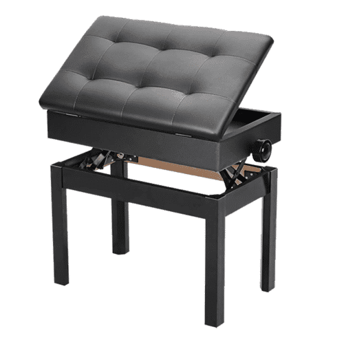 AZ Adjustable Piano Bench with Storage (Polished Black)