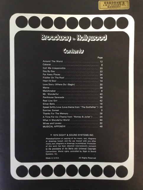 Broadway to Hollywood Easy Play Speed Music