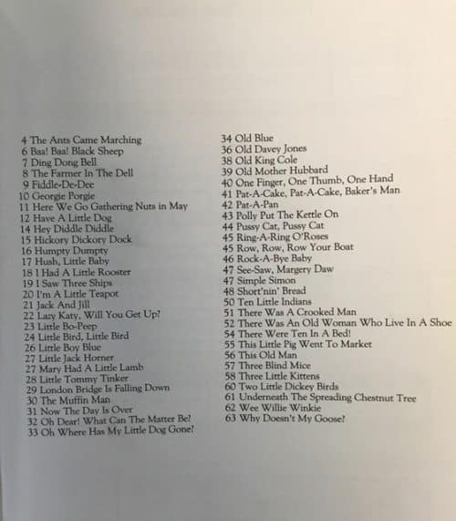 Nursery Rhymes and Songs