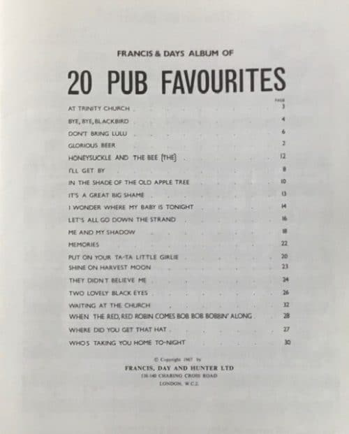 Francis & Days Album of 20 Pub Favourites