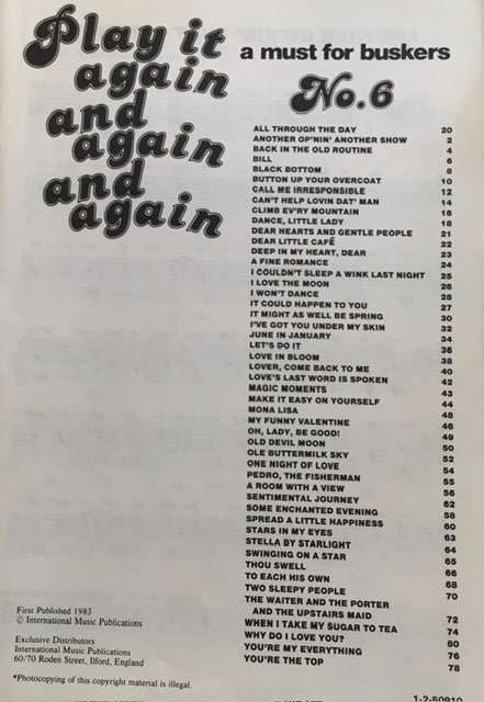 Play it Again and Again and Again No. 6 a Must for Buskers