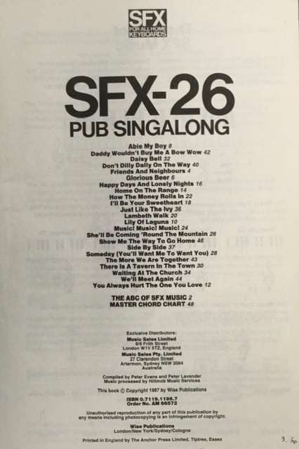 SFX-26 Pub Singalong
