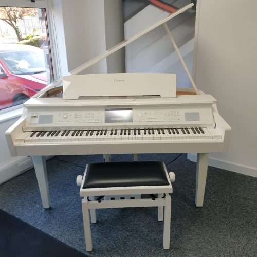 Used Yamaha CVP809 Grand Piano In Polished White (Stock ID: #10487)