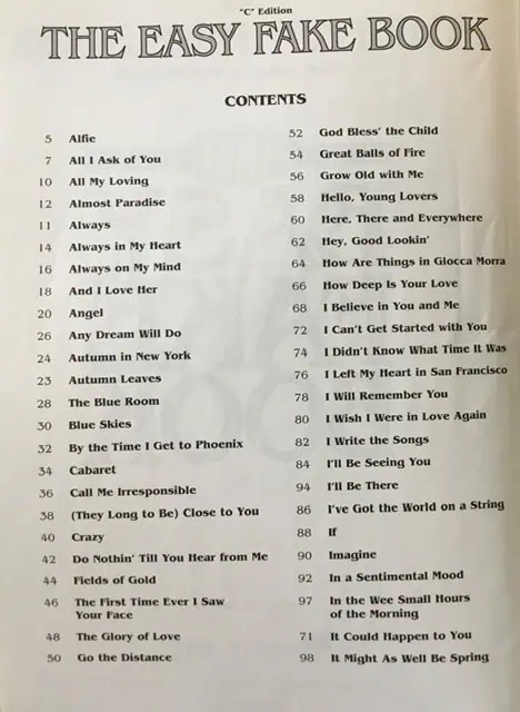 The Easy Fake Book 100 Songs in the Key of C