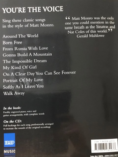 You're The Voice - Matt Munro (no CD) Piano/Vocal