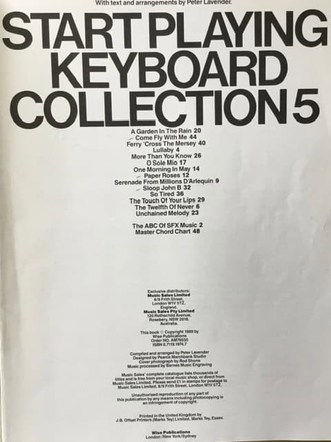 Starting Playing Keyboard - Collection 5 Easy Play