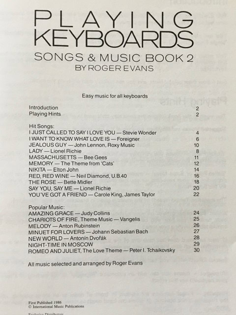 Playing Keyboards Songs & Music Book 2